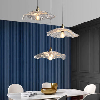 Artistic Glass Pendant Light, Floral Design
