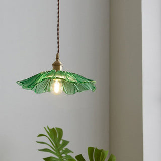 Artistic Glass Pendant Light, Floral Design