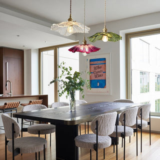 Artistic Glass Pendant Light, Floral Design