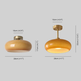 Vintage Round Glass Ceiling Fixture, Retro Style