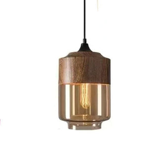 Chic Pendant Light, Glass and Wood Design