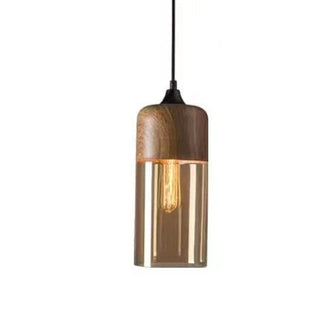 Chic Pendant Light, Glass and Wood Design