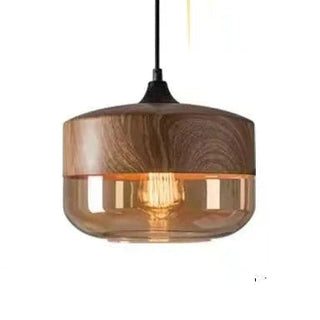 Chic Pendant Light, Glass and Wood Design