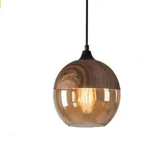 Chic Pendant Light, Glass and Wood Design