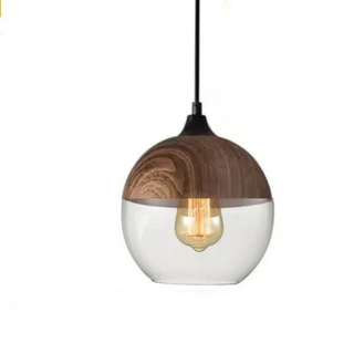 Chic Pendant Light, Glass and Wood Design