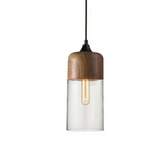 Chic Pendant Light, Glass and Wood Design