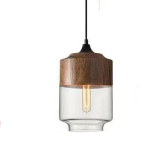 Chic Pendant Light, Glass and Wood Design