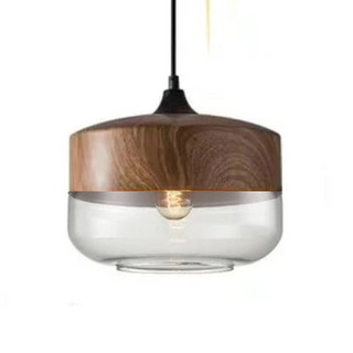Chic Pendant Light, Glass and Wood Design