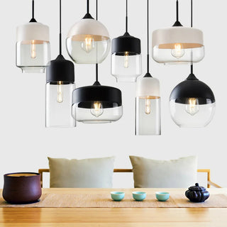 Chic Pendant Light, Glass and Wood Design