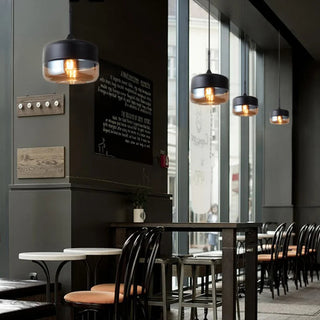 Chic Pendant Light, Glass and Wood Design