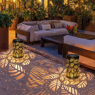 Radiant Leaf Lantern Set, Illuminated Design