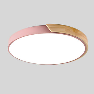 Nordic Circular Ceiling Light, Wooden Design