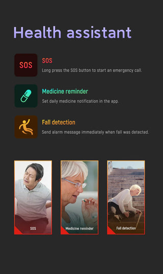Anti-fall smart watch for seniors - 4G medical alarm with GPS and SOS