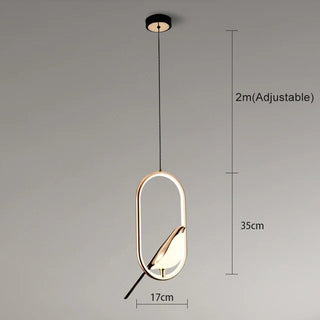 Elegant Pendant Light, Golden Bird Accent