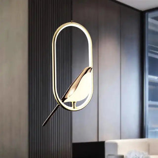 Elegant Pendant Light, Golden Bird Accent