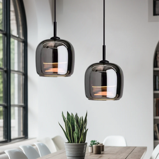 Sleek Black Glass Pendant Light, Modern Design