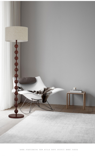 Natural Wood Japandi Floor Lamp, Stylish Design
