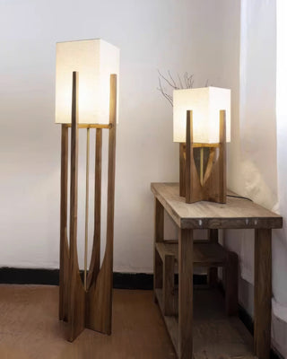 Sleek Walnut Floor Lamp, Minimalist Wood Design