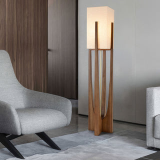 Sleek Walnut Floor Lamp, Minimalist Wood Design