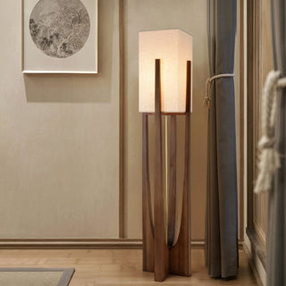 Sleek Walnut Floor Lamp, Minimalist Wood Design