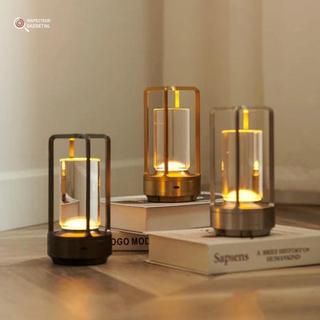 Portable LED table lamp, wireless and rechargeable