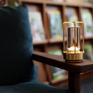 Portable LED table lamp, wireless and rechargeable