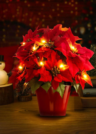 Shine Poinsettia Holiday Decor  Crimson Glow