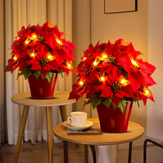 Shine Poinsettia Holiday Decor  Crimson Glow