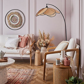 Rattan Wicker Standing Lamp, Natural Design