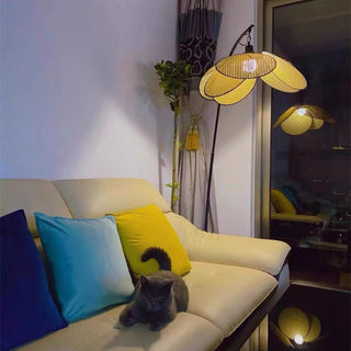 Rattan Wicker Standing Lamp, Natural Design