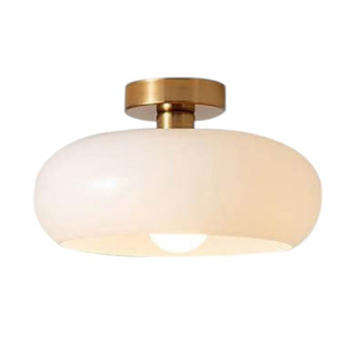 Vintage Round Glass Ceiling Fixture, Retro Style