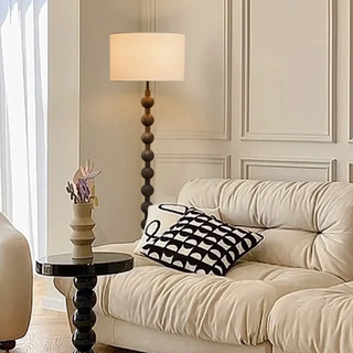 Natural Wood Japandi Floor Lamp, Stylish Design