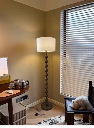 Natural Wood Japandi Floor Lamp, Stylish Design