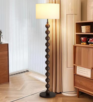 Natural Wood Japandi Floor Lamp, Stylish Design