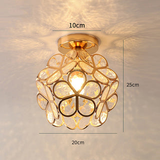Floral Design Glass Ceiling Light Fixture, Decorative Illumination