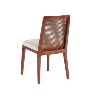 Cane Dining Chair - Beige/Brown Frame