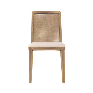 Cane Dining Chair - Oyster Linen/Natural Frame