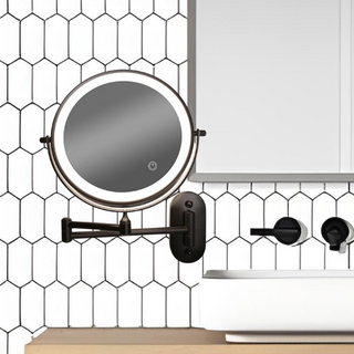 Black Rechargeable LED Makeup Mirror, Magnifying Design