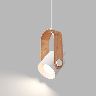 Scandinavian Pendant Light, Wood and Metal Design