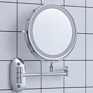 Sleek Rechargeable LED Makeup Mirror, Chrome Finish
