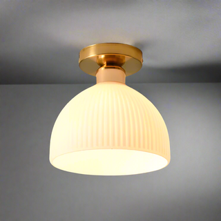Contemporary Ceiling Fixture, Milk White Glass