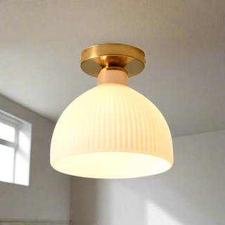 Contemporary Ceiling Fixture, Milk White Glass