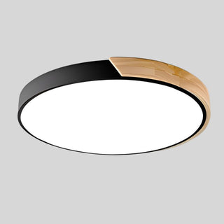 Nordic Circular Ceiling Light, Wooden Design