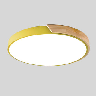Nordic Circular Ceiling Light, Wooden Design