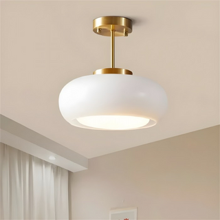 Vintage Round Glass Ceiling Fixture, Retro Style