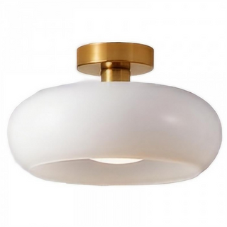 Vintage Round Glass Ceiling Fixture, Retro Style