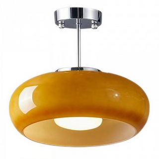 Vintage Round Glass Ceiling Fixture, Retro Style