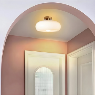 Vintage Round Glass Ceiling Fixture, Retro Style