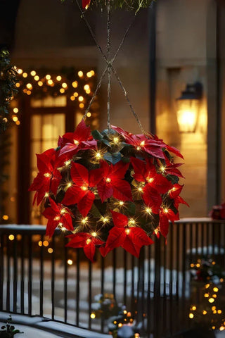 Shine Poinsettia Holiday Decor  Crimson Glow