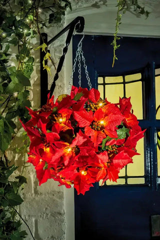 Shine Poinsettia Holiday Decor  Crimson Glow